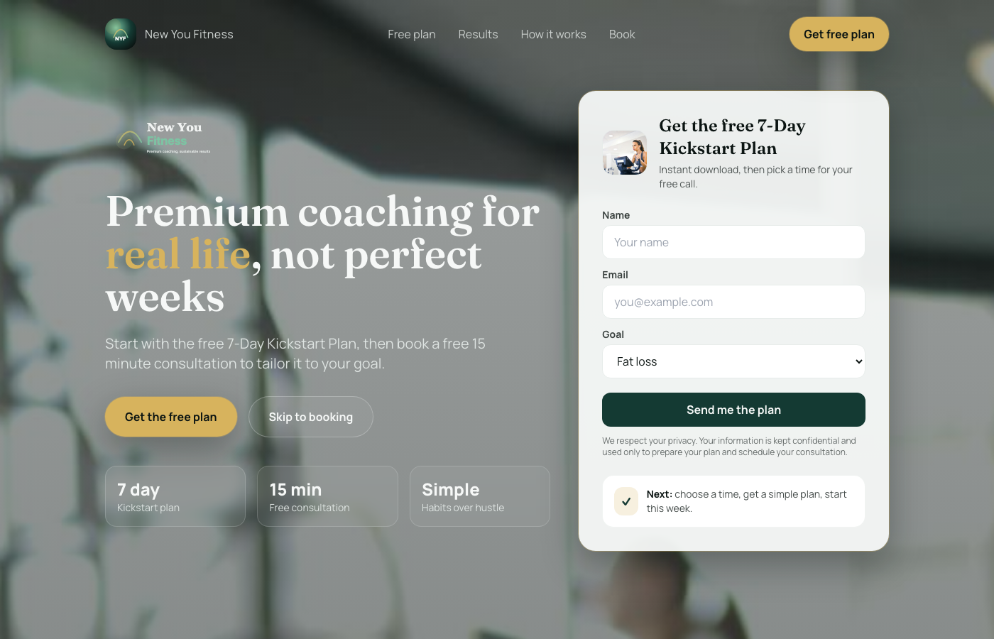 New You Fitness desktop preview